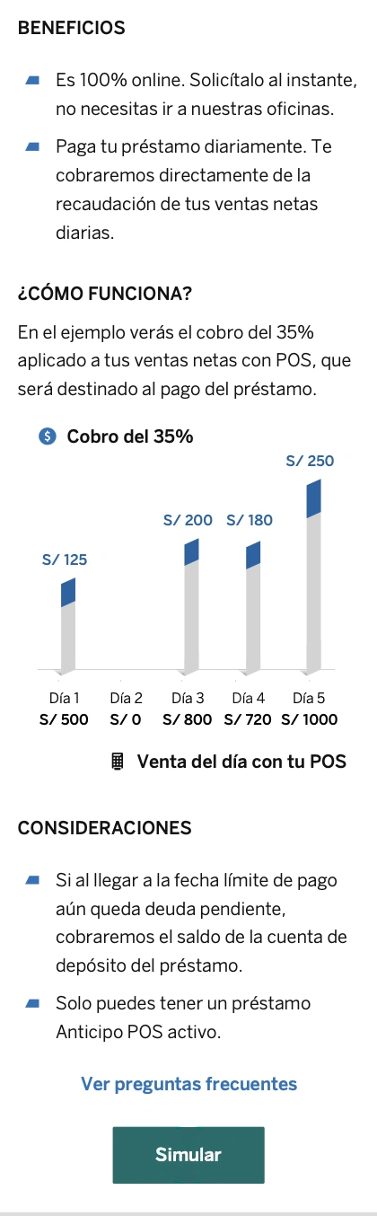 Chart showing the 35% deduction applied to five days of sales, including a day with no sales