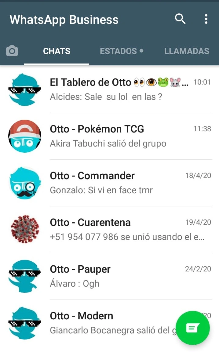 Lista de grupos de WhatsApp de El Tablero de Otto segmentados por formato de juego